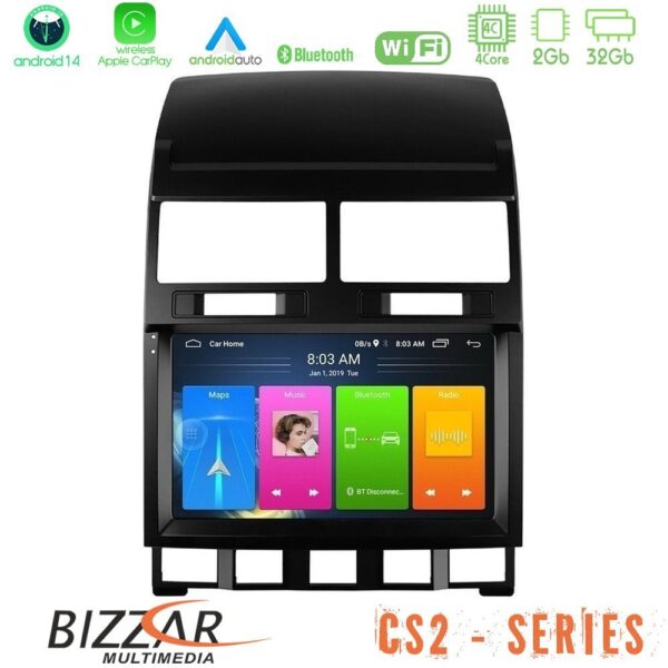 Bizzar CS2 Series 4Core Android14 2+32GB VW Touareg 2002 – 2010 Navigation Multimedia Tablet 9" Με Carplay & Android Auto