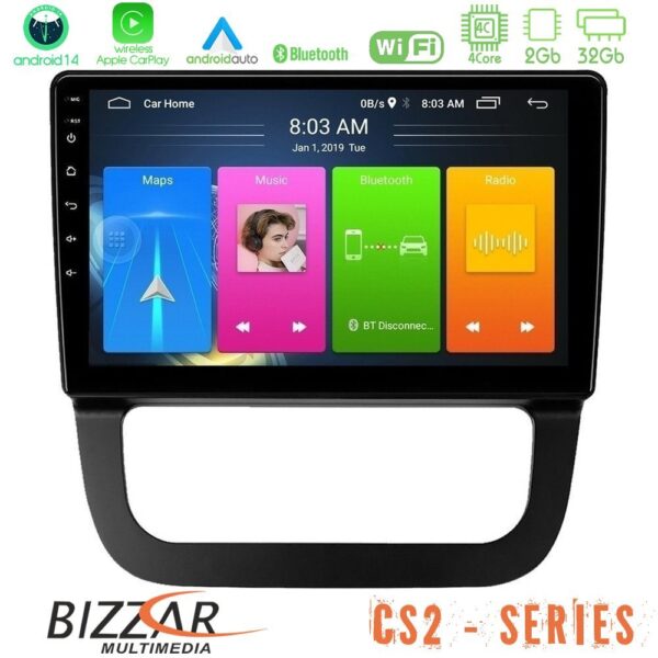 Bizzar CS2 Series 4Core Android14 2+32GB VW Jetta Navigation Multimedia Tablet 10" Με Carplay & Android Auto