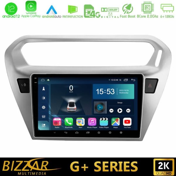 Bizzar G+ Series Citroen C-Elysee / Peugeot 301 8Core Android12 6+128GB Navigation Multimedia Tablet 9"