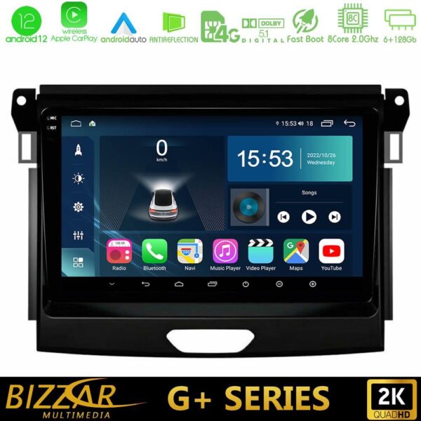 Bizzar G+ Series Ford Ranger 2017-2022 8core Android12 6+128GB Navigation Multimedia Tablet 9" - Image 2