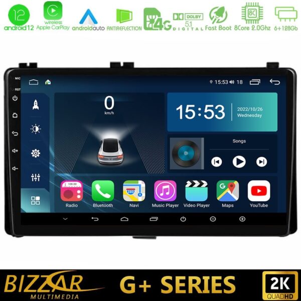 Bizzar G+ Series Toyota Corolla 2017-2019, Auris 2016-2019 8core Android12 6+128GB Navigation Multimedia Tablet 9"