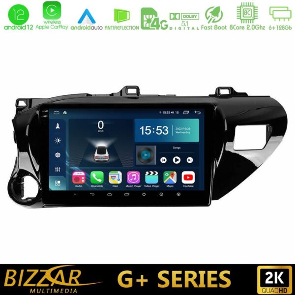 Bizzar G+ Series Toyota Hilux 2017-2024 8core Android12 6+128GB Navigation Multimedia Tablet 10"