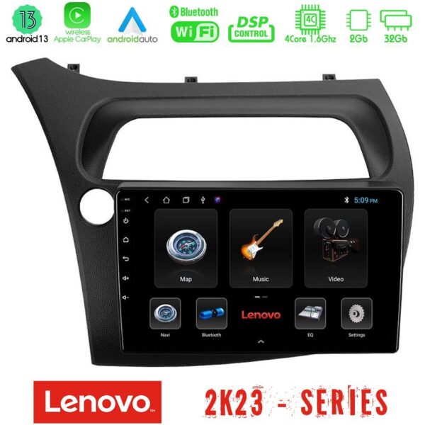 Lenovo Car Pad Honda CiviC Hatchback 2006-2011 4Core Android 13 2+32GB Navigation Multimedia Tablet 9"