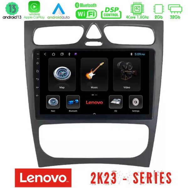 Lenovo Car Pad Mercedes C Class (W203) 4Core Android 13 2+32GB Navigation Multimedia Tablet 9"