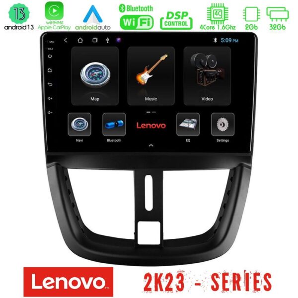 Lenovo Car Pad Peugeot 207 4Core Android 13 2+32GB Navigation Multimedia Tablet 9"