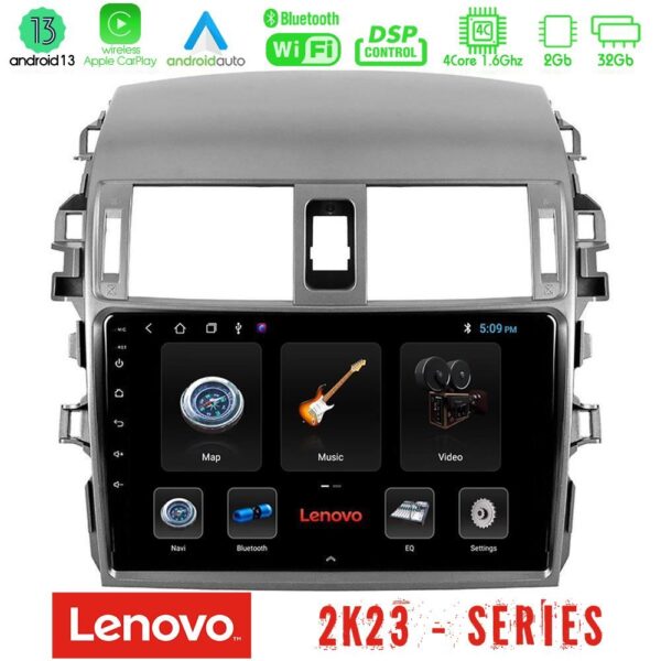 Lenovo Car Pad Toyota Corolla 2008-2010 4Core Android 13 2+32GB Navigation Multimedia Tablet 9"