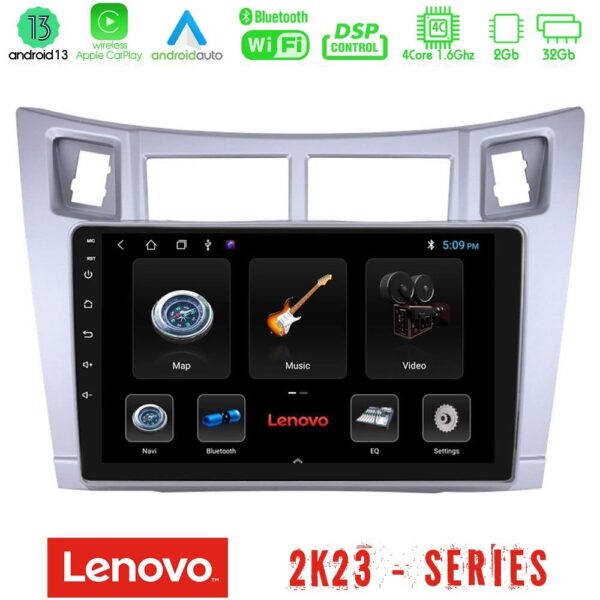 Lenovo Car Pad Toyota Yaris 4Core Android 13 2+32GB Navigation Multimedia Tablet 9" (Ασημί Χρώμα)