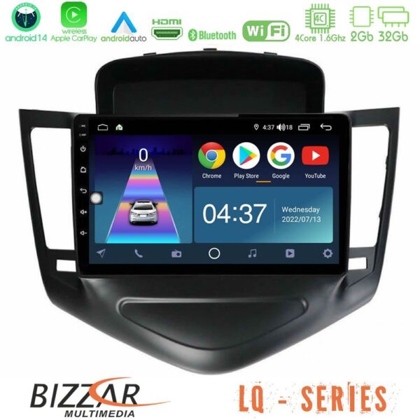 Bizzar LQ Series 4Core Android14 2+32GB Chevrolet Cruze 2009-2012 Navigation Multimedia Tablet 9" Με Carplay & Android Auto (Μαύρο)