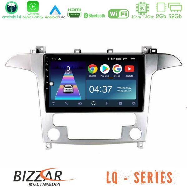 Bizzar LQ Series 4Core Android14 2+32GB Ford S-Max 2006-2012 Navigation Multimedia Tablet 9″ Με Carplay & Android Auto
