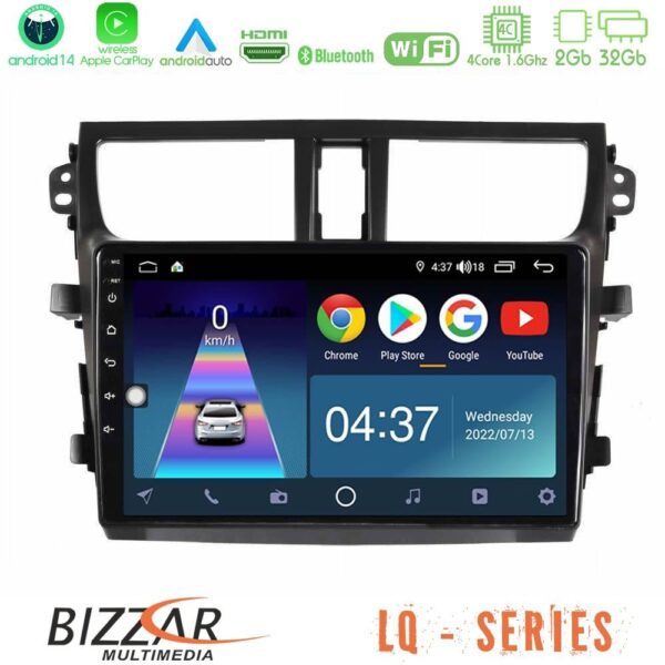 Bizzar LQ Series 4Core Android14 2+32GB Suzuki Celerio 2014-2020 Navigation Multimedia Tablet 9″ Με Carplay & Android Auto