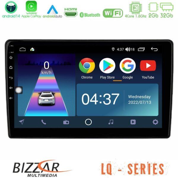 Bizzar LQ Series 4Core Android14 2+32GB Toyota Yaris 1999 - 2006 Navigation Multimedia Tablet 9" Με Carplay & Android Auto