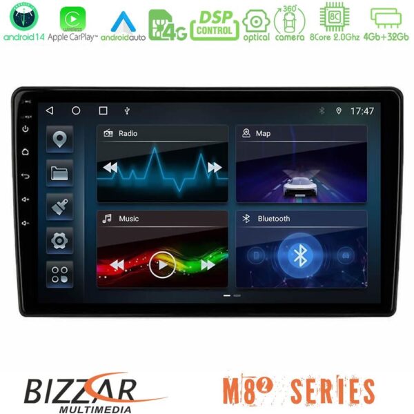 Bizzar M8² Series 8Core Android14 4+32GB Alfa Romeo Giulietta 2014-2021 Navigation Multimedia Tablet 9″ Με Carplay & Android Auto