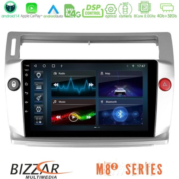 Bizzar M8² Series 8Core Android14 4+32GB Citroen C4 2004-2010 Navigation Multimedia Tablet 9" Με Carplay & Android Auto
