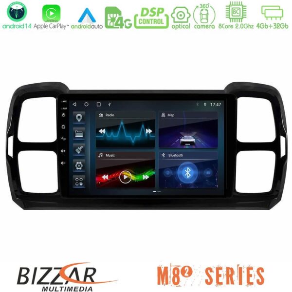 Bizzar M8² Series 8Core Android14 4+32GB Citroen DS5 Aircross 2017-2021 Navigation Multimedia Tablet 9″ Με Carplay & Android Auto