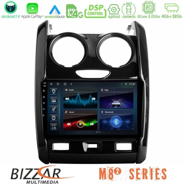 Bizzar M8² Series 8Core Android14 4+32GB Dacia Duster 2014-2018 Navigation Multimedia Tablet 9" Με Carplay & Android Auto