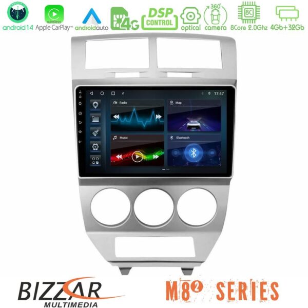 Bizzar M8² Series 8Core Android14 4+32GB Dodge Caliber 2006-2011 Navigation Multimedia Tablet 10" Με Carplay & Android Auto