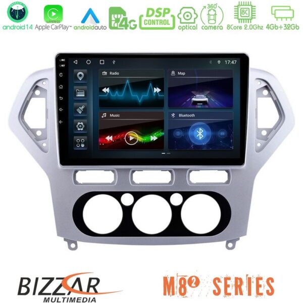 Bizzar M8² Series 8Core Android14 4+32GB Ford Mondeo 2007-2010 Manual A/C Navigation Multimedia Tablet 10" Με Carplay & Android Auto