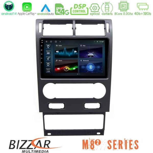 Bizzar M8² Series 8Core Android14 4+32GB Ford Mondeo 2004-2007 Navigation Multimedia Tablet 9" Με Carplay & Android Auto