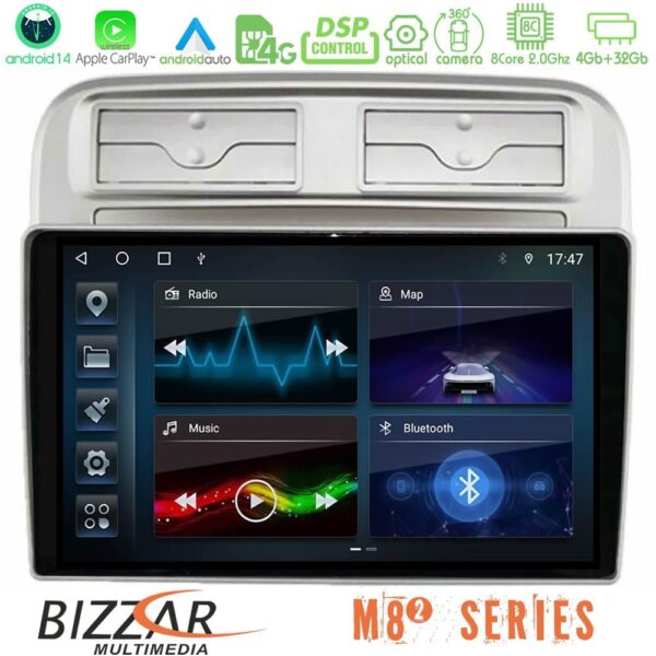 Bizzar M8² Series 8Core Android14 4+32GB Fiat Grande Punto 2006-2011 Navigation Multimedia Tablet 9" Με Carplay & Android Auto