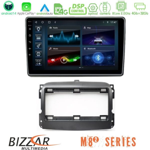 Bizzar M8² Series 8Core Android14 4+32GB Fiat 500L Navigation Multimedia Tablet 10" Με Carplay & Android Auto