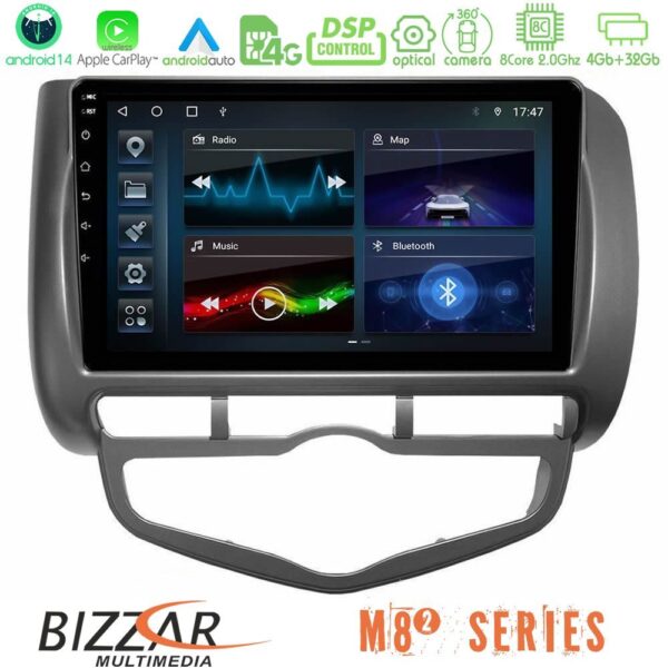 Bizzar M8² Series 8Core Android14 4+32GB Honda Jazz 2002-2008 (Auto A/C) Navigation Multimedia Tablet 9" Με Carplay & Android Auto
