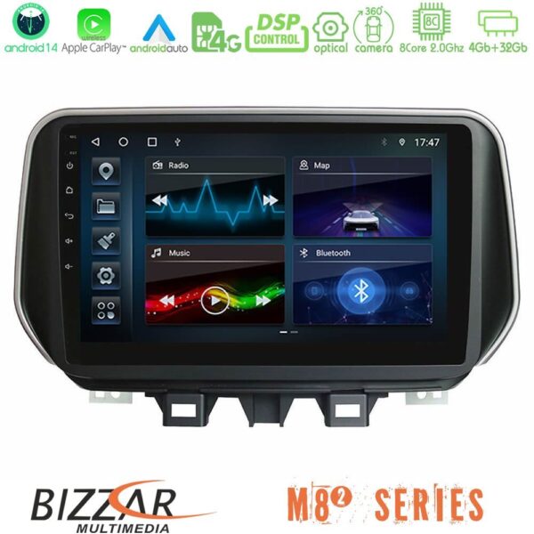 Bizzar M8² Series 8Core Android14 4+32GB Hyundai Tucson 2019-> Navigation Multimedia Tablet 9" Με Carplay & Android Auto