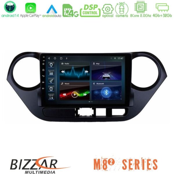 Bizzar M8² Series 8Core Android14 4+32GB Hyundai i10 2014-2020 Navigation Multimedia Tablet 9" Με Carplay & Android Auto