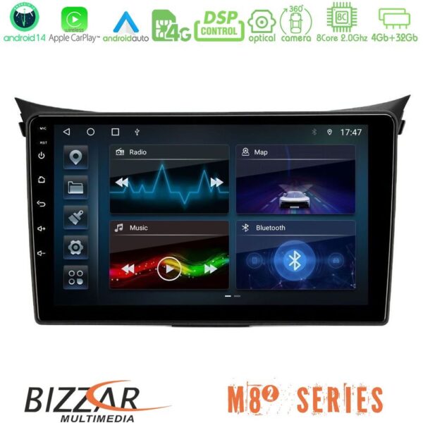 Bizzar M8² Series 8Core Android14 4+32GB Hyundai i30 2012-2017 Navigation Multimedia Tablet 9" Με Carplay & Android Auto