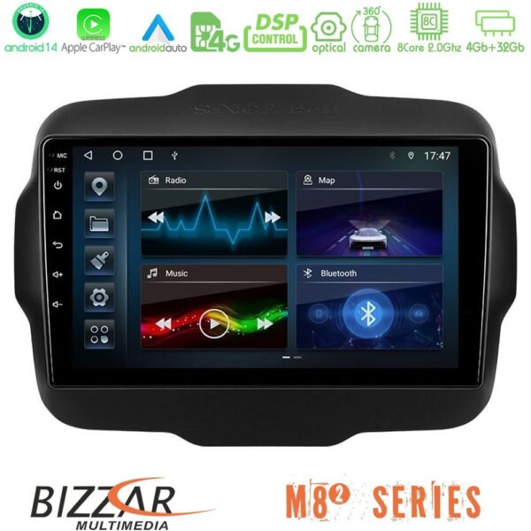 Bizzar M8² Series 8Core Android14 4+32GB Jeep Renegade 2015-2019 Navigation Multimedia Tablet 9" Με Carplay & Android Auto