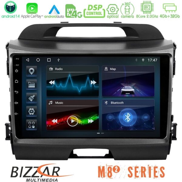 Bizzar M8² Series 8Core Android14 4+32GB Kia Sportage Navigation Multimedia Tablet 9" Με Carplay & Android Auto