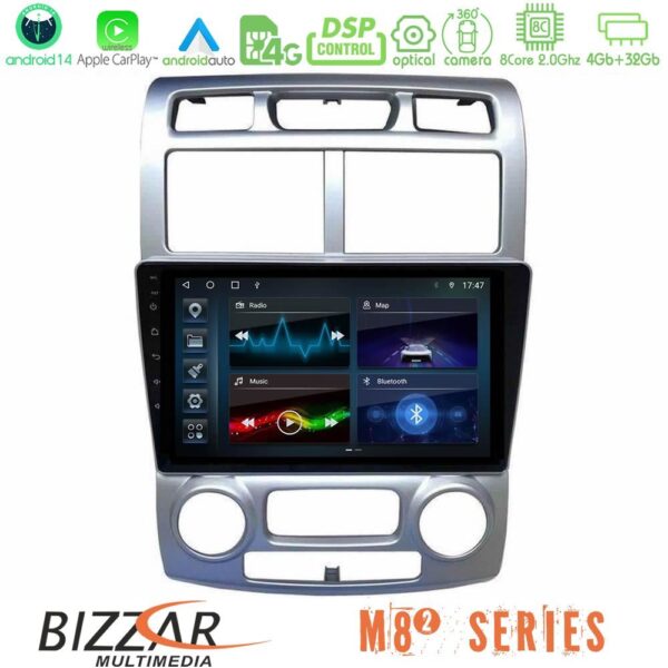 Bizzar M8² Series 8Core Android14 4+32GB Kia Sportage 2005-2008 Navigation Multimedia Tablet 9"″ Με Carplay & Android Auto