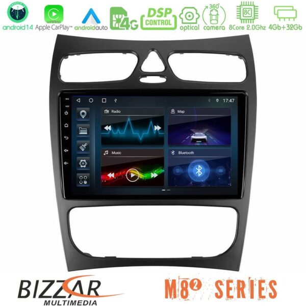 Bizzar M8² Series 8Core Android14 4+32GB Mercedes CLK Class W209 2000-2004 Navigation Multimedia Tablet 9" Με Carplay & Android Auto