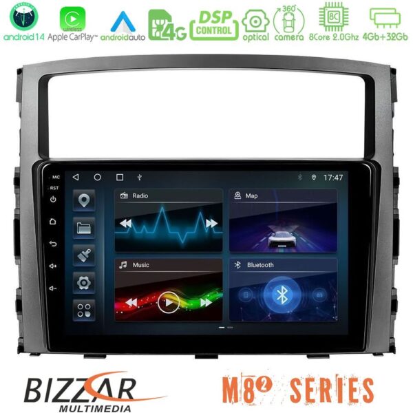 Bizzar M8² Series 8Core Android14 4+32GB Mitsubishi Pajero 2008-2009 Navigation Multimedia Tablet 9" Με Carplay & Android Auto