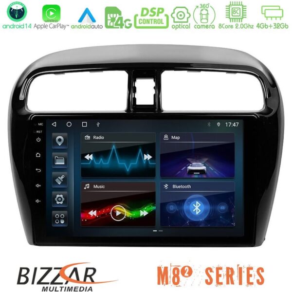Bizzar M8² Series 8Core Android14 4+32GB Mitsubishi Space Star 2013-2016 Navigation Multimedia Tablet 9" Με Carplay & Android Auto