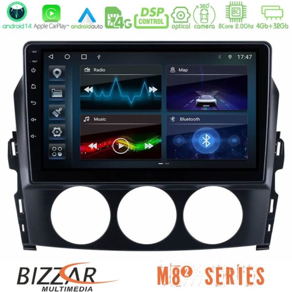 Bizzar M8² Series 8Core Android14 4+32GB Mazda MX-5 2006-2008 Navigation Multimedia Tablet 9" Με Carplay & Android Auto