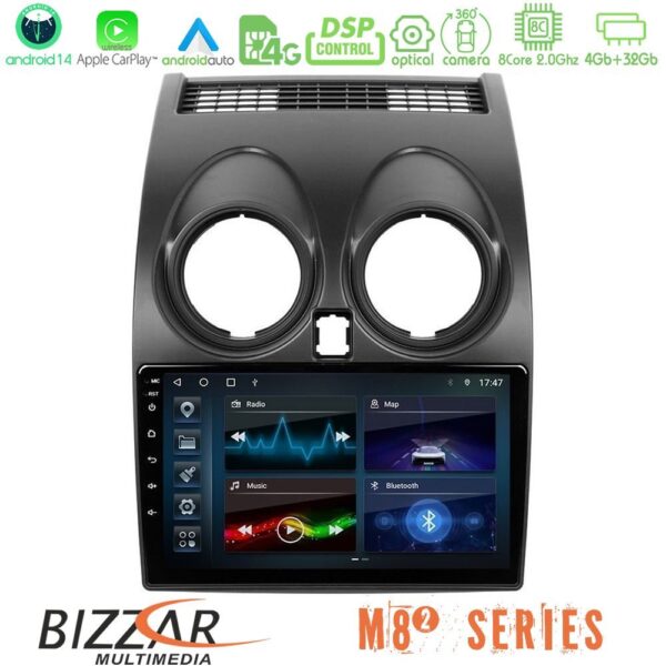 Bizzar M8² Series 8Core Android14 4+32GB Nissan Qashqai J10 Navigation Multimedia Tablet 9" Με Carplay & Android Auto