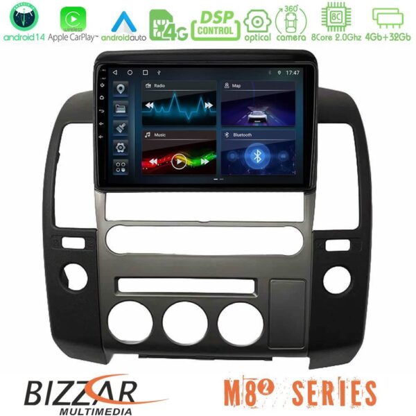 Bizzar M8² Series 8Core Android14 4+32GB Nissan Navara D40 2006-2012 (με εργ.οθόνη) Navigation Multimedia Tablet 9" Με Carplay & Android Auto