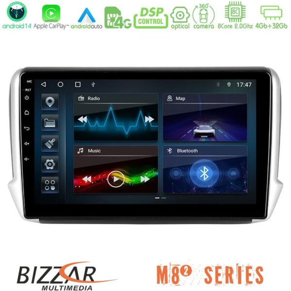 Bizzar M8² Series 8Core Android14 4+32GB Peugeot 208/2008 Navigation Multimedia Tablet 10" Με Carplay & Android Auto