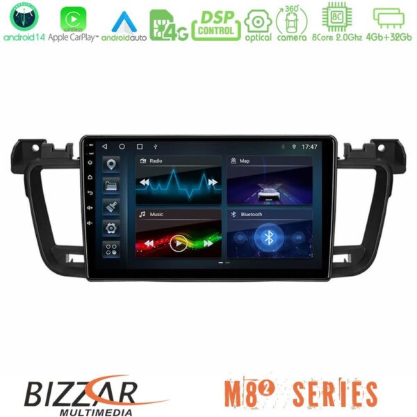 Bizzar M8² Series 8Core Android14 4+32GB Peugeot 508 2010-2018 Navigation Multimedia Tablet 9" Με Carplay & Android Auto