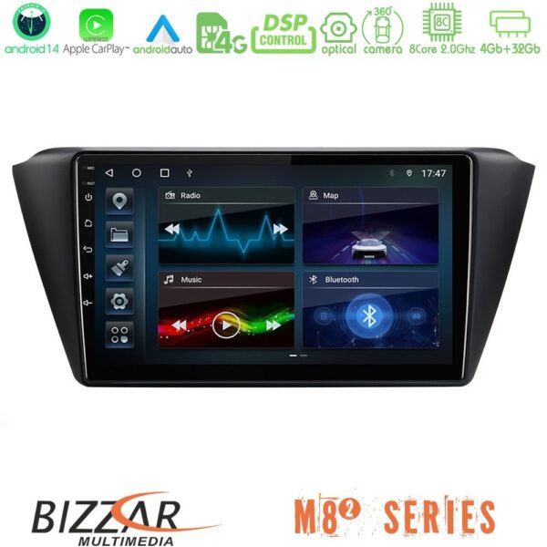 Bizzar M8² Series 8Core Android14 4+32GB Skoda Fabia 2015-2021 Navigation Multimedia Tablet 9" Με Carplay & Android Auto