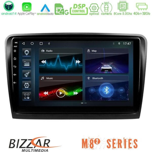 Bizzar M8² Series 8Core Android14 4+32GB Skoda Superb 2008-2015 Navigation Multimedia Tablet 10" Με Carplay & Android Auto