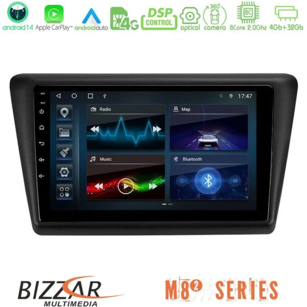 Bizzar M8² Series 8Core Android14 4+32GB Skoda Rapid 2013-2017 Navigation Multimedia Tablet 9" Με Carplay & Android Auto