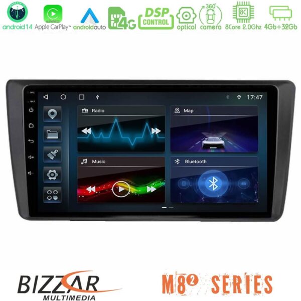 Bizzar M8² Series 8Core Android14 4+32GB Skoda Octavia 2004-2012 Navigation Multimedia Tablet 9″ Με Carplay & Android Auto