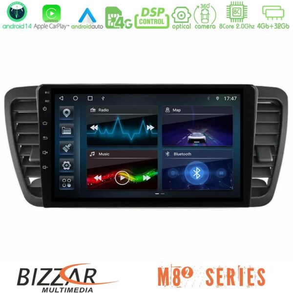 Bizzar M8² Series 8Core Android14 4+32GB Subaru Legacy/Outback 2002-2008 Navigation Multimedia Tablet 9" Με Carplay & Android Auto