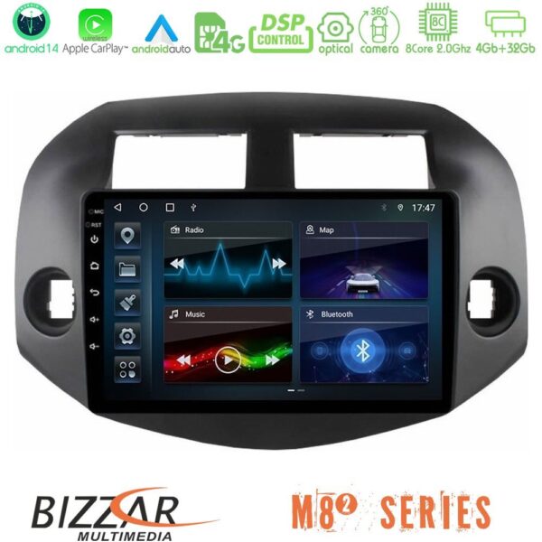 Bizzar M8² Series 8Core Android14 4+32GB Toyota Rav4 2006-2012 Navigation Multimedia Tablet 10" Με Carplay & Android Auto