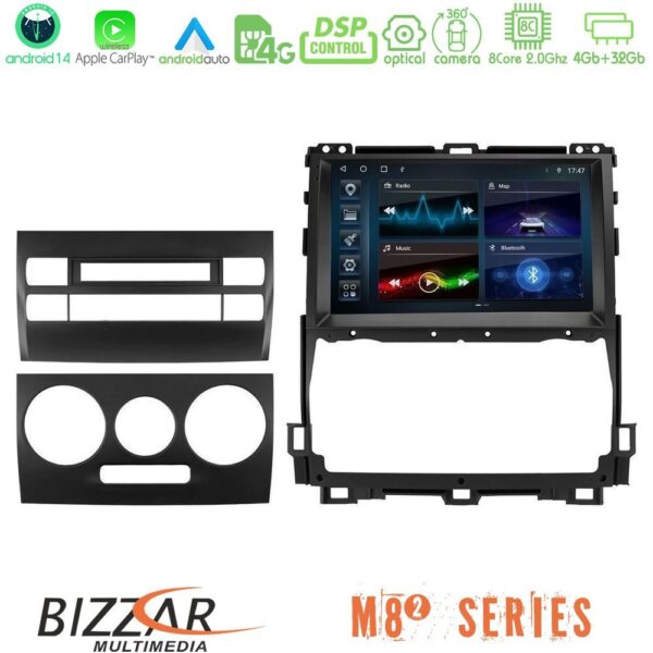Bizzar M8² Series 8Core Android14 4+32GB Toyota Land Cruiser J120 2002-2009 Navigation Multimedia Tablet 9" Με Carplay & Android Auto