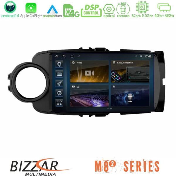 Bizzar M8² Series 8Core Android14 4+32GB Toyota Yaris Navigation Multimedia Tablet 9" (Μαύρο Χρώμα) Με Carplay & Android Auto