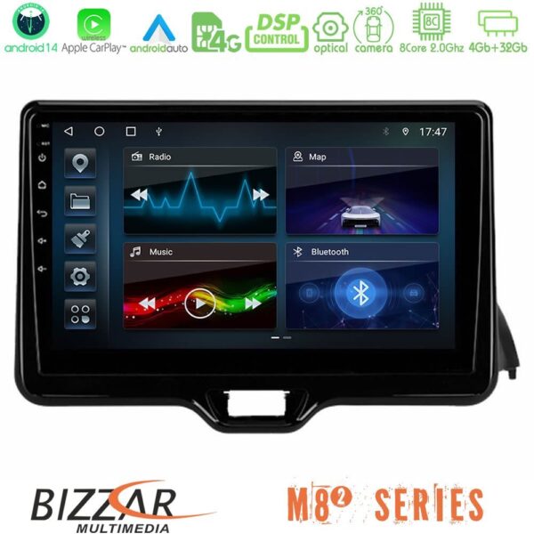 Bizzar M8² Series 8Core Android14 4+32GB Toyota Yaris 2020-> Navigation Multimedia Tablet 10" Με Carplay & Android Auto