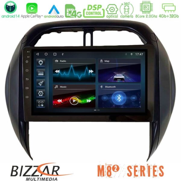 Bizzar M8² Series 8Core Android14 4+32GB Toyota RAV4 2001-2005 (Auto A/C) Navigation Multimedia Tablet 9" Με Carplay & Android Auto