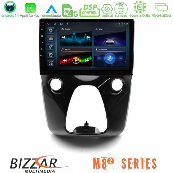 Bizzar M8² Series 8Core Android14 4+32GB Toyota Aygo | Citroen C1 | Peugeot 108 Navigation Multimedia 10" Με Carplay & Android Auto